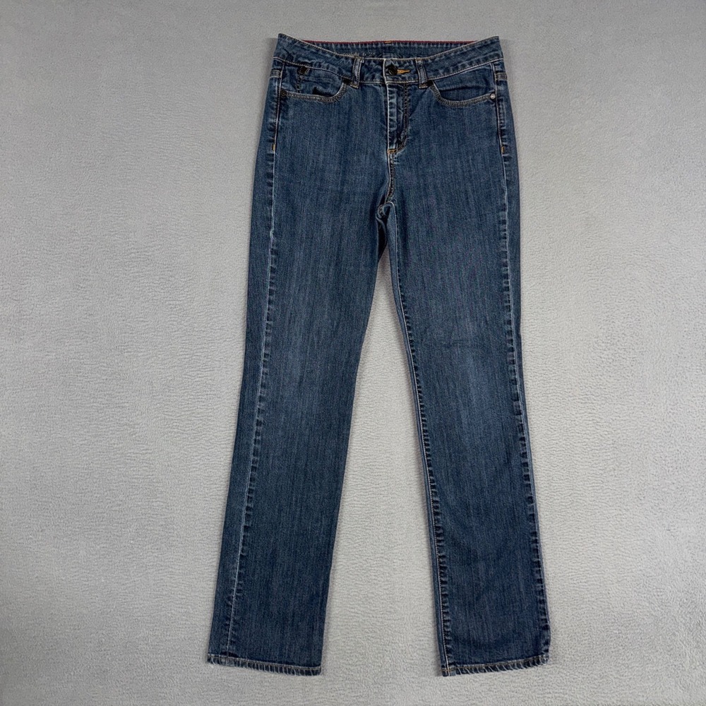 Talbots Jeans Womens 6 Blue Mid Rise Heritage Straight Stretch Denim Cotton